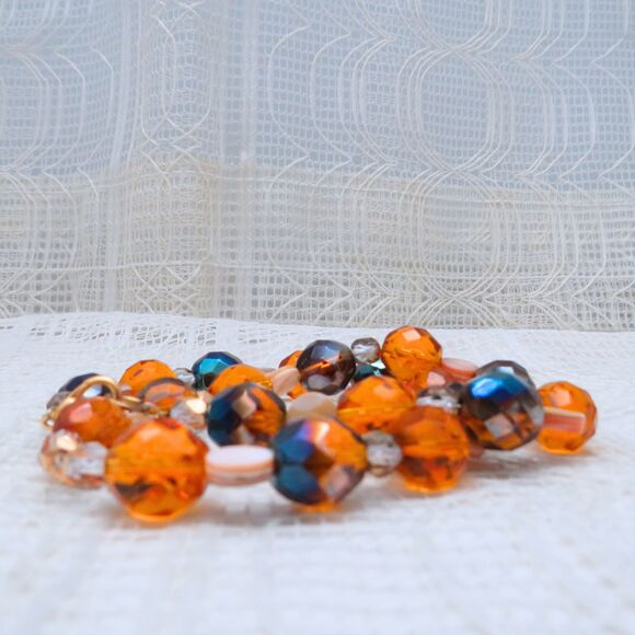 Handmade Amber and Brown Crystal Necklace 16 Inches For Women - Picture 2 of 6